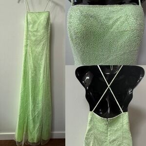 Alyce Designs Beaded Gown Fairycore Formal Dress Green Size M Y2K Hoco Prom READ